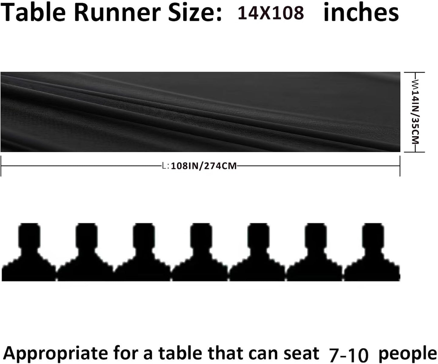 6Pack 9ft Chiffon Table Runner 14x108 Inch Sheer Romantic Table Runner for Wedding Birthday Party Bridal Shower Outdoor Decoration-Black