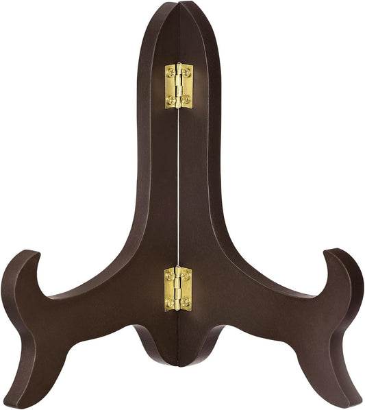 uxcell 6" Easel Plate Holder, Wooden Folding Display Stand Brown for Decorative Picture Frame