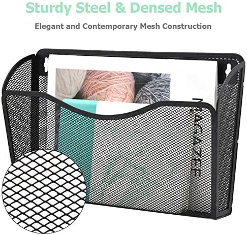 EASEPRES 3 Single Pocket Mesh Hanging File Organizer, Vertical Wall Mounted Magazine File Holder, Mount Basket Mail Paper Document Folder Organizing for Office, Home and School, Black - Image 4