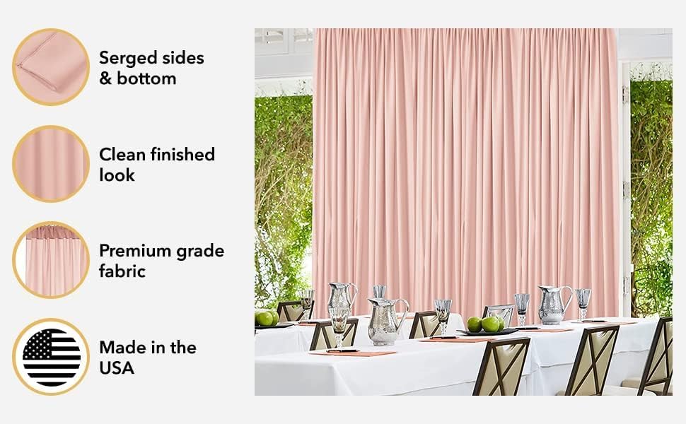 AK TRADING CO. 10 feet x 8 feet IFR Polyester Backdrop Drapes Curtains Panels with Rod Pockets - Wedding Ceremony Party Home Window Decorations - White