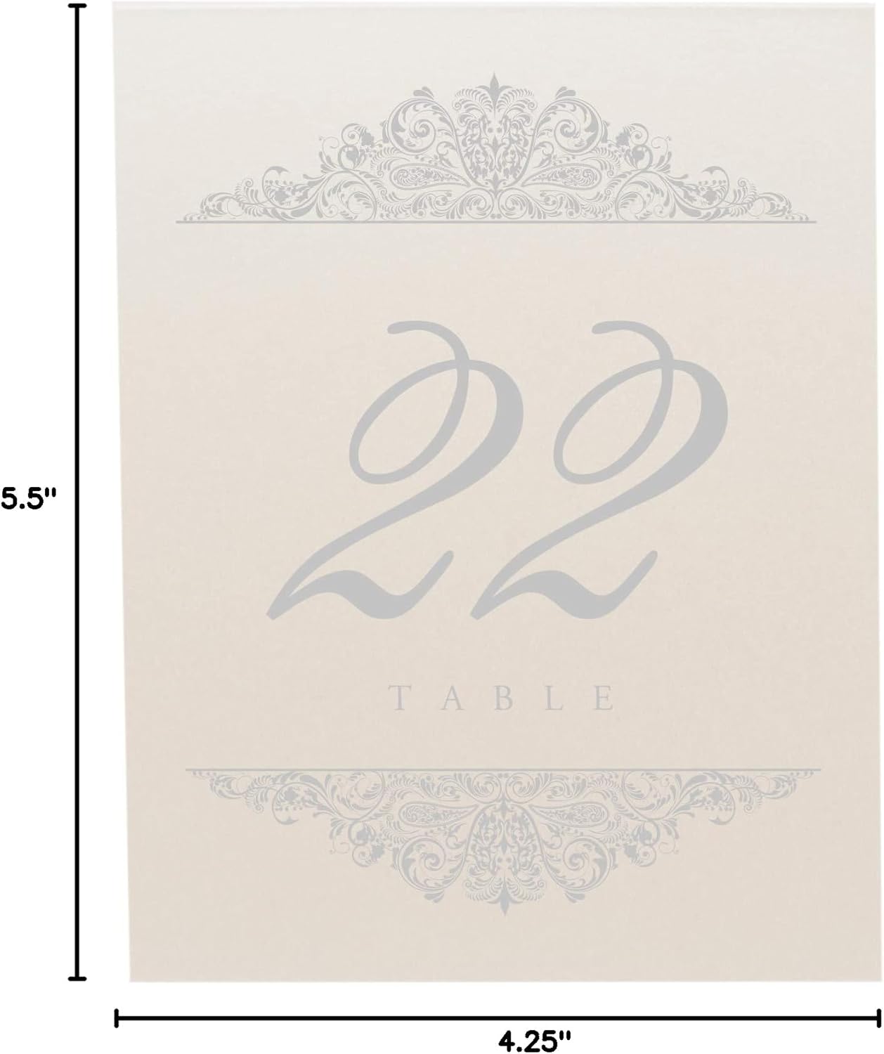 Paisley Wedding Table Numbers (Select Color/Quantity), Champagne, Silver, 1-75, Double Sided, Tent or Use in a Stand, Great for Parties & Restaurants - Made in the USA