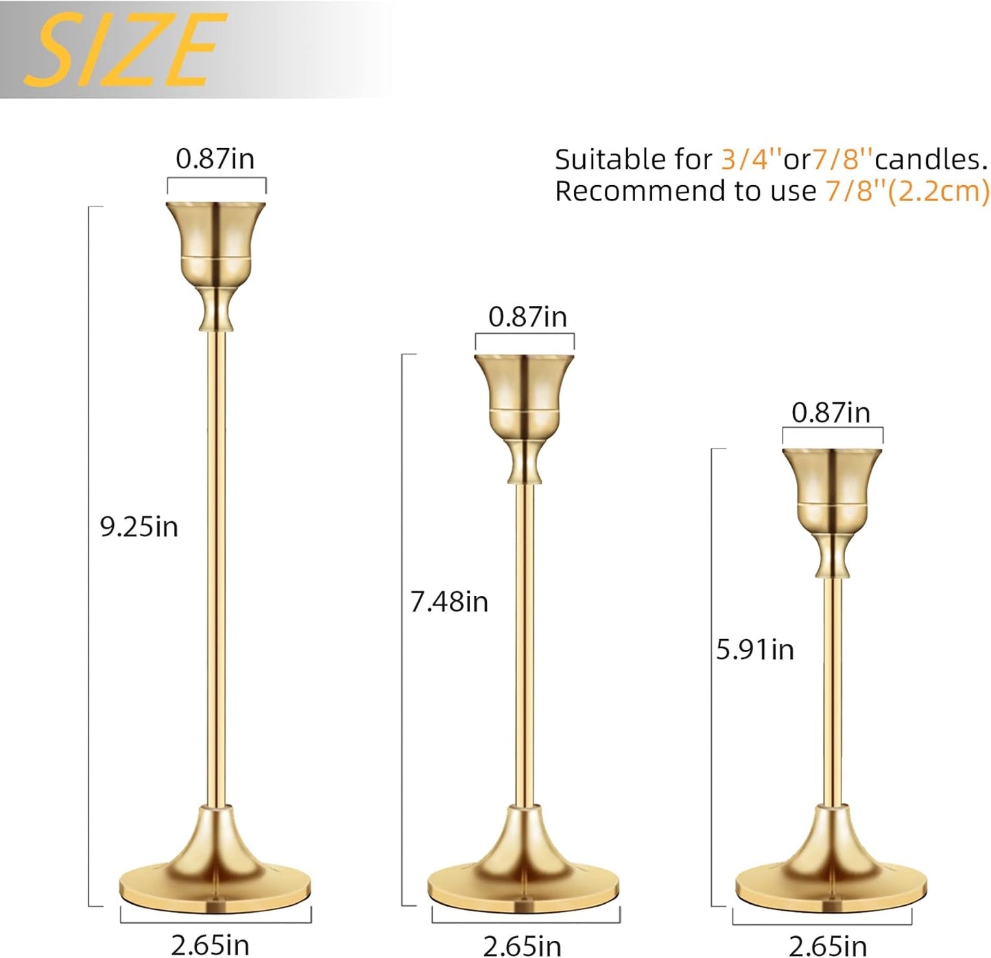 Candlestick Holders,Taper Candle Holder for Candlesticks Gold Brass Vintage Candle Stick Candle Holders Candelabra Candle Holder for Fireplace Party Dining Home