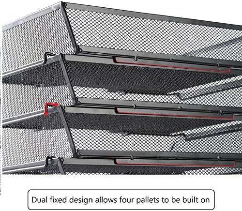 4 Tier Mesh Stackable File Trays Letter Trays,Black - Image 4