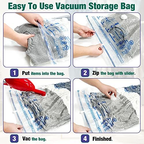 Vacuum Storage Bags, 10 Medium Space Saver Vacuum Seal Bags, Space Bags, Vacuum Sealer Bags for Clothes with Travel Hand Pump (10M) - Image 3