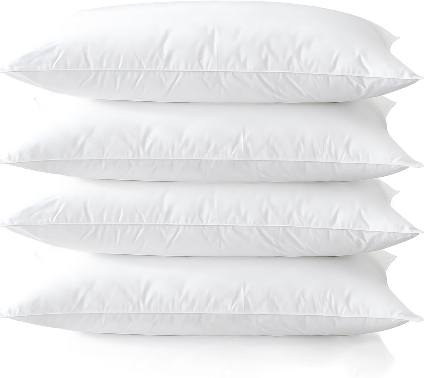 Medium Support Bed Pillows Standard Size Set of 4 Pack for Sleeping 20"x26", Hypoallergenic Skin Friendly Down Alternative Filling for Side Stomach Back Sleeper Machine Washable