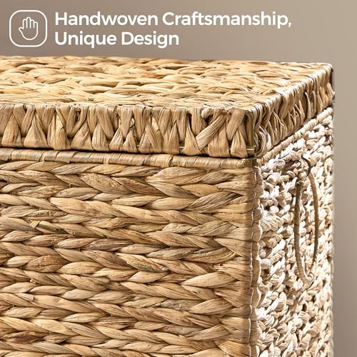 Honjourai Handwoven Storage Basket with Lid, 165L Wicker Storage Trunk - Image 3