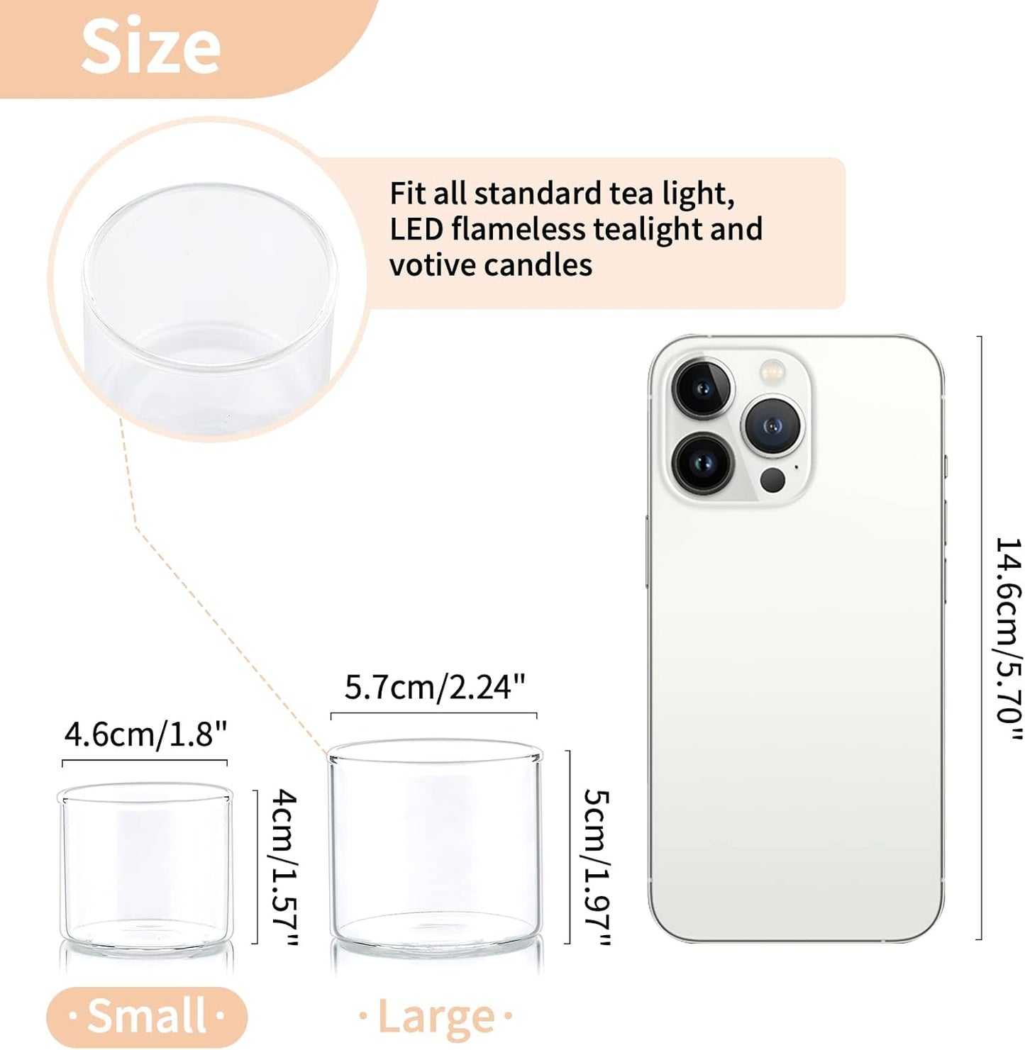 NUPTIO Glass Votive Candle Holders: Set of 24 Clear Tealight Holders Bulk - Mini Floating Candleholder for Christmas Thanksgiving Party Table Centerpieces Home Decor (1.8 x 1.57 inch)