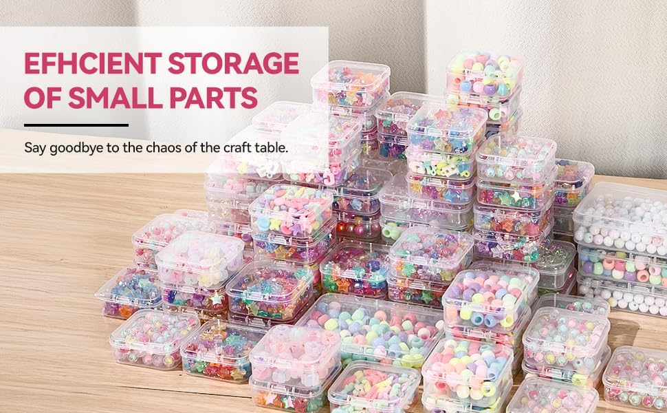 VTG Bead Organizer Box, 56 Pcs Small Plastic Containers with Lids and 3-Tier Stackable Storage Box, Clear Organizers for Jewelry Toys Craft Storage - Image 7
