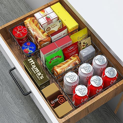 Joben Oligey 12 PACK (3 Szie) Small Wire Storage Baskets for Organizing,Pantry Organization Bins for Cabinets, Metal Basket for Kitchen, Bathroom Organizer (Black) - Image 3