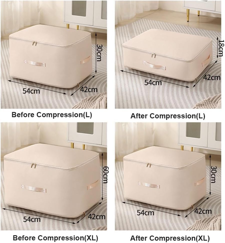 2024 NEW Space Saving Self Compression Organizer,Self Compression Moving Organizer Bags,Storage Tote for Space Saving,Heavy Duty Moving Bags for Comforters,Clothes (Beige, 15.75 * 11.8 * 7.08in) - Image 2