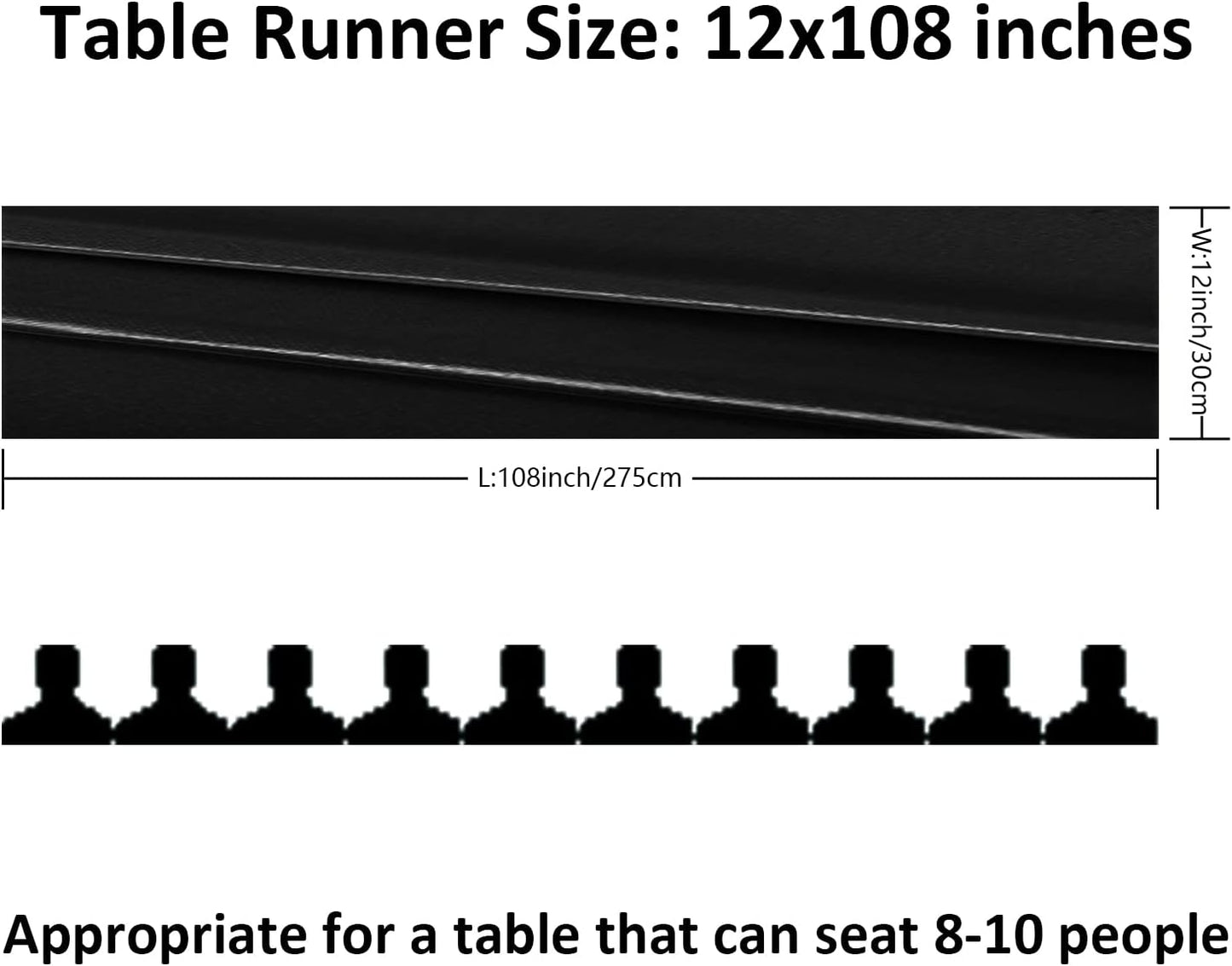 6Pack Table Runner 12 x 108 Inches Satin Silk Table Runner for Wedding, Birthday Party, Banquets, Graduations Decoration, fit Rectange and Round Table-Black