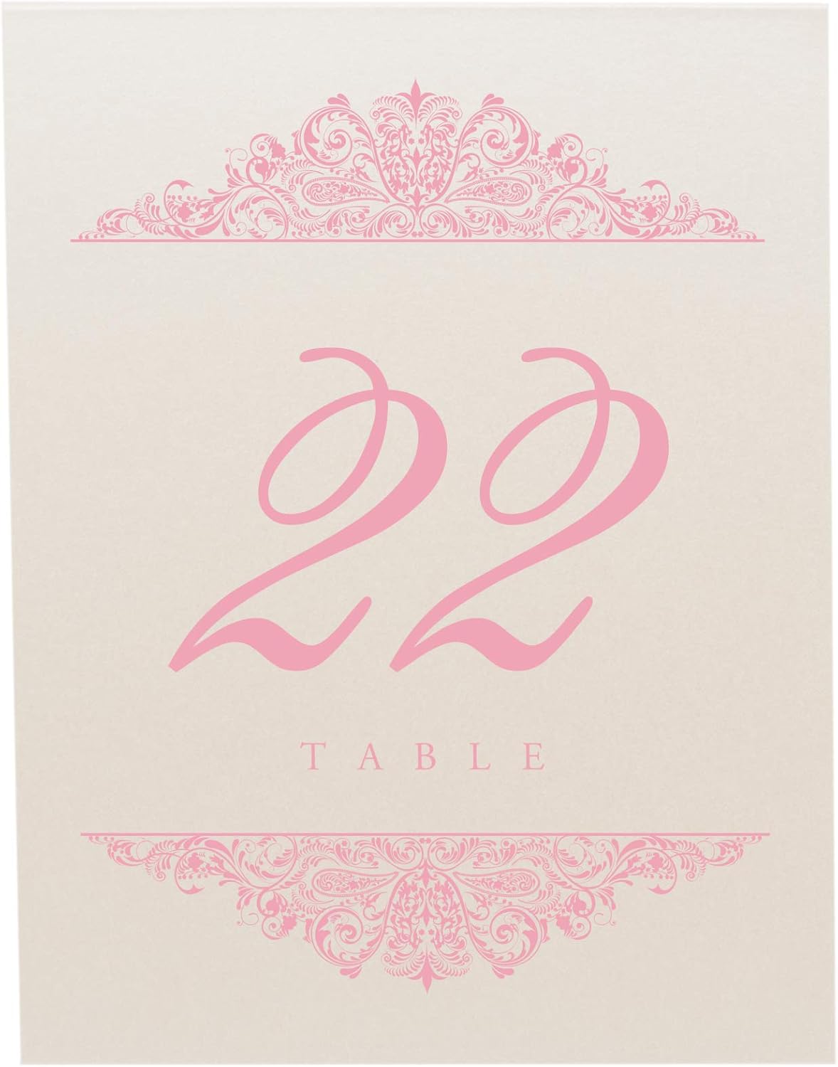 Paisley Wedding Table Numbers (Select Color/Quantity), Champagne, Pink, 1-35, Double Sided, Tent or Use in a Stand, Great for Parties & Restaurants - Made in the USA