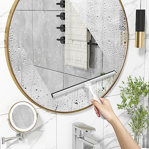AmazerBath Squeegee for Shower Glass Door, Shower Squeegee for Glass Doors - All-Purpose Squeegee with Hook for Shower Doors, Windows, Mirrors, Tiles and Car Glass, 12 Inches - Clear - Image 7