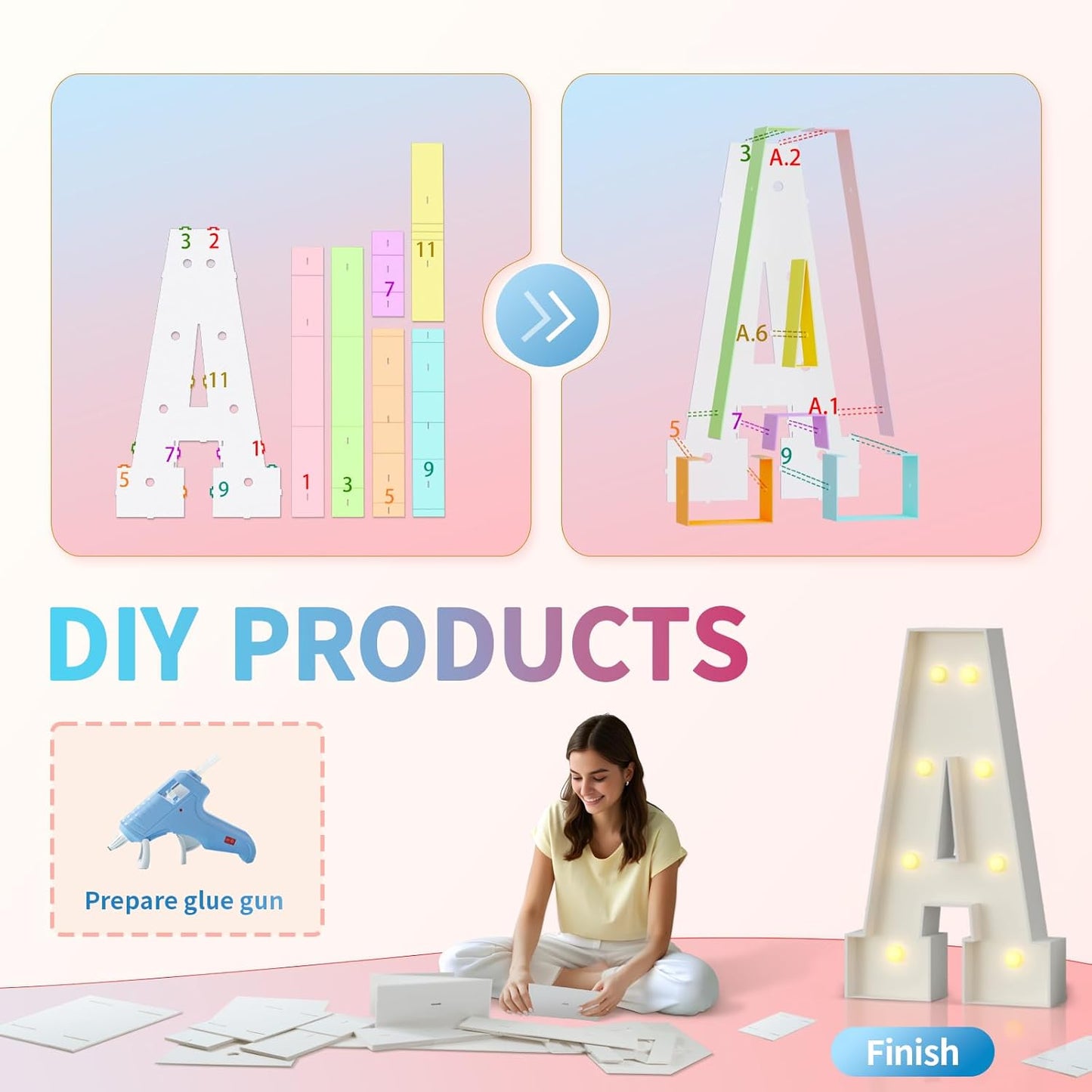 imprsv Marquee Light Up Letters, 3FT Marquee Letters for Birthday Baby Shower Wedding Decorations Light Up Letters for Engagement Party Decor, Large Marquee Letters for Party Decorations, Letter Y