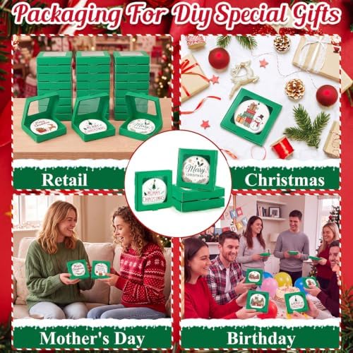 Dunzoom 25 Pcs Christmas Sublimation Blanks Ornament Gift Box, Green - Image 4