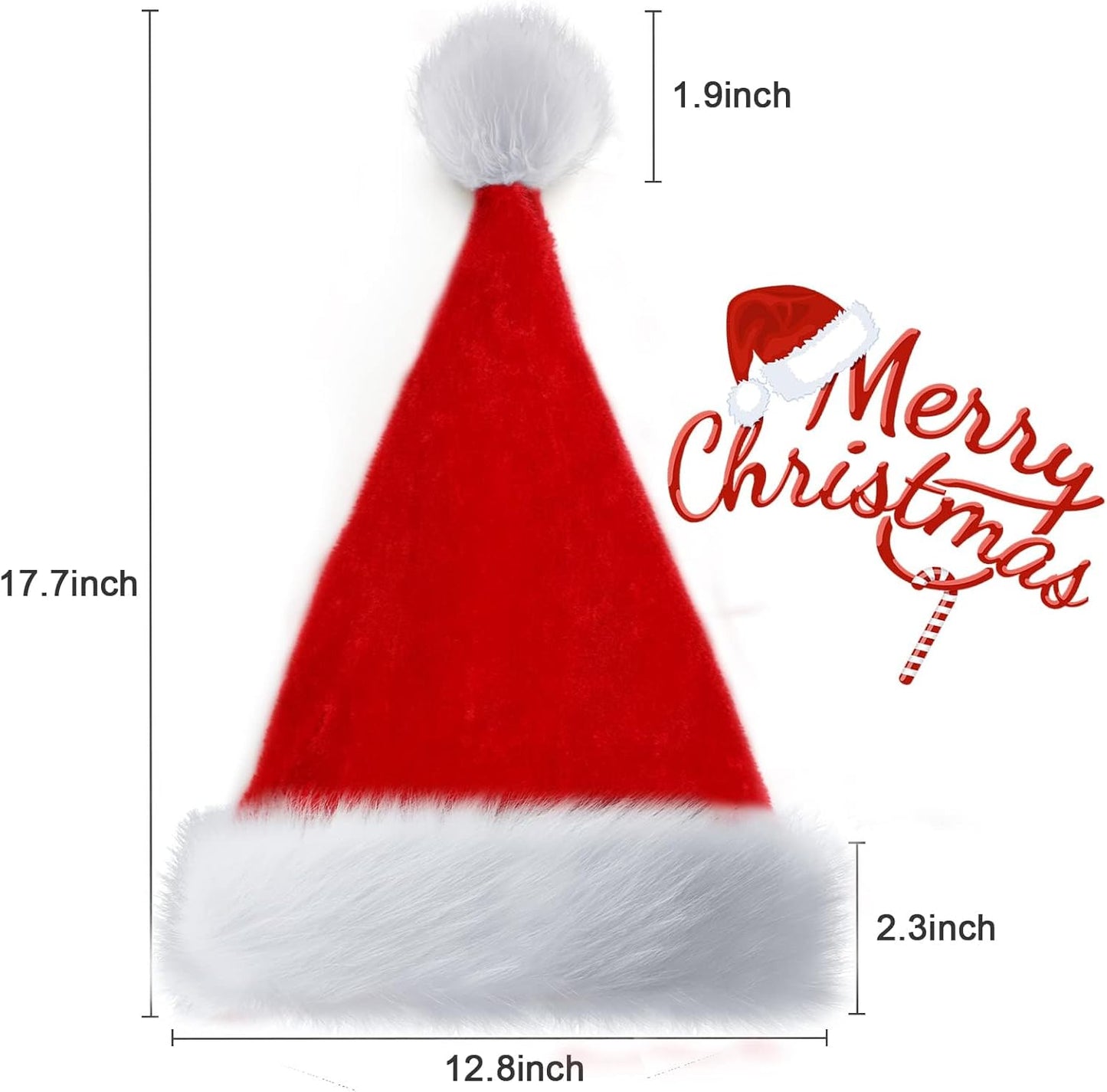 Christmas Hats, Santa Hat for Kids/Baby Unisex Warm Comfort Red Velvet Holiday Xmas Hat for New Year Festive Party Decoration