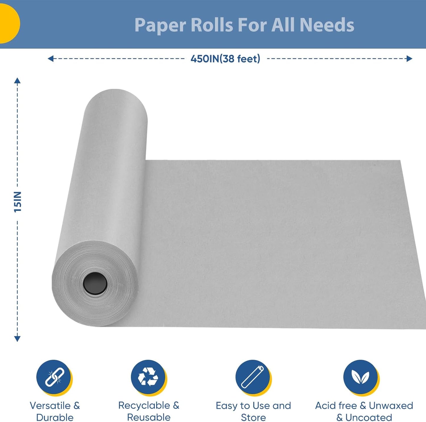 Light Grey Wrapping Paper, 15"x450" Solid Color Art Craft Decorative Paper for Eid Father’s Day Birthday Wrapping Paper, Bouquet Flower Packing Poster Bulletin Board Paper Floor Covering Table Runner