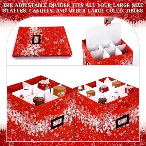 2 Pack 16 Inch Large Christmas Nutcracker Storage Box Hold 18 Nutcrackers Figurine Collectible Storage Box for Holiday Decor Carolers Santa Figure or Nut Cracker Ornaments(Snowflake,Red) - Image 3