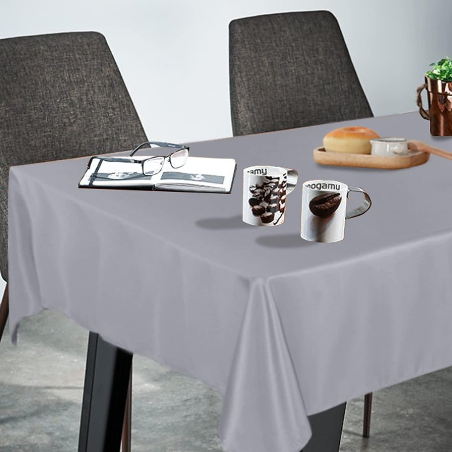 Fitable Rectangle Tablecloth Stain and Wrinkle Resistant Washable Polyester Table Cloth for Buffet Parties and Camping (54x108 inch, Light Grey)