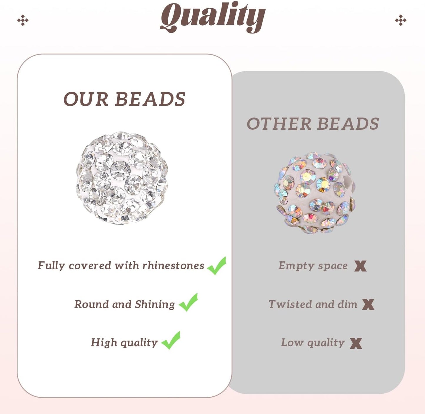 160pcs 10mm Rhinestone Beads for Jewelry Making, Crystal AB Shiny Round Disco Ball Beads Bulk, Sparkle Crystal Clay Christmas for Bracelet Baseball Necklace Earring Crafting and DIY