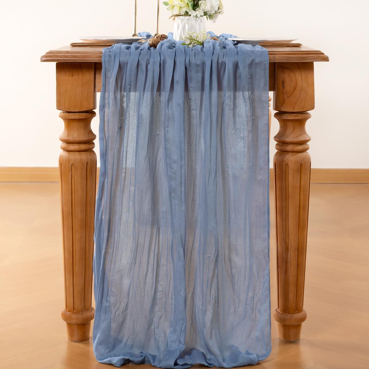 Dusty Blue Table Runner Cheesecloth Table Runner 4 Pack 10FT Farmhouse Table Runners 120 Inches Fall Table Decor Dining Room Centerpiece Wedding Boho Baby Shower Birthday