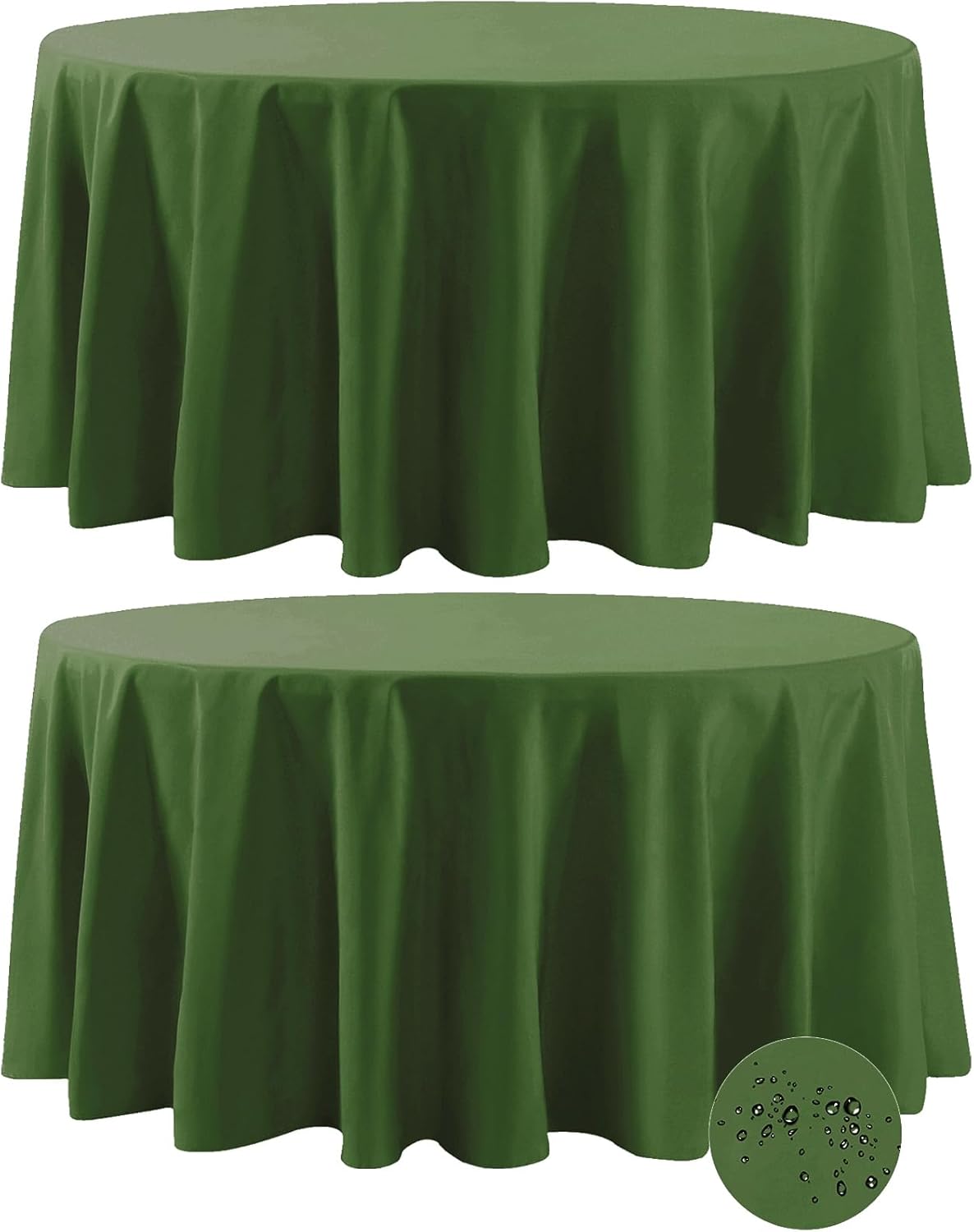 Fokitut 2 Pack Waterproof Round Tablecloth, 120 Inch, Stain Resistant and Wrinkle Polyester Table Cloth, Fabric Table Cover for Kitchen Dining, Wedding, Party, Holiday Dinner-Willow