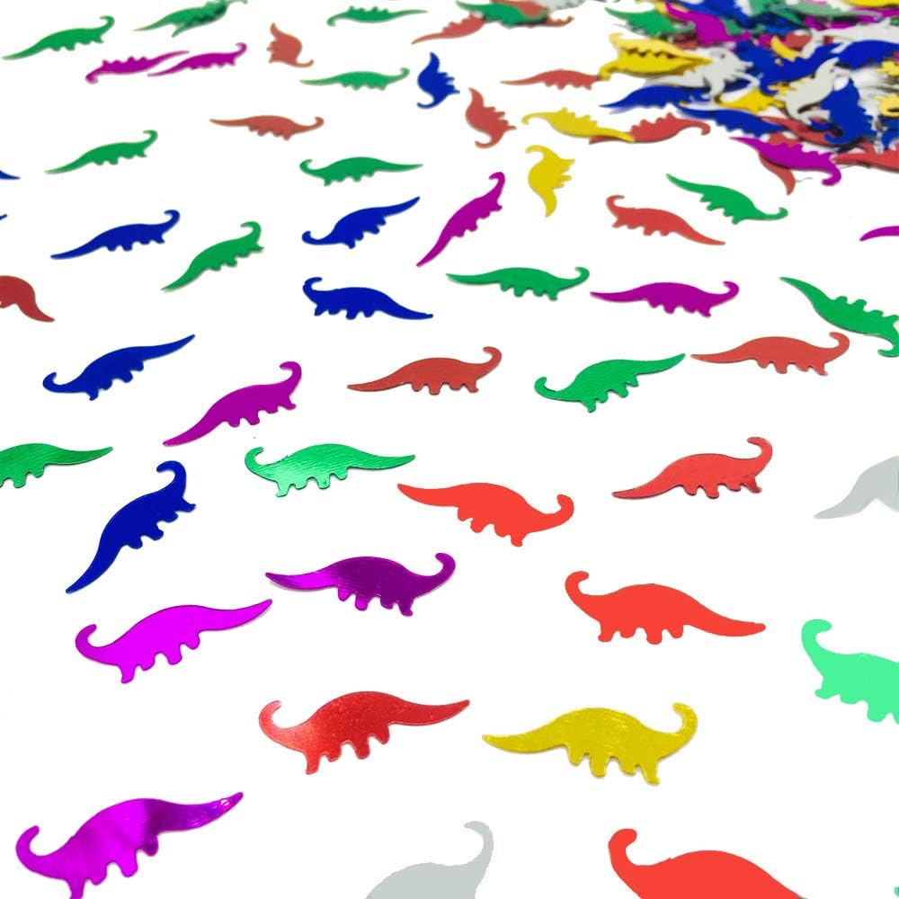 Dinosaur Confetti Metallic Foil Scatter for Dino Theme Birthday Party Celebrations Table Decoration Arts & Crafts DIY Little Kids, Boys, Children, Girl Party Favor 1.5 Ounce 1800 Pieces