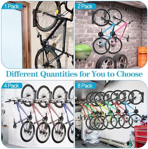 DkOvn 2 Pack Bike Rack Garage Wall Mount, Wall Mount Bike Rack with Screws, Heavy Duty Steel Vertical Bike Hook Holds Up to 66lb for Indoor Storage - Image 2