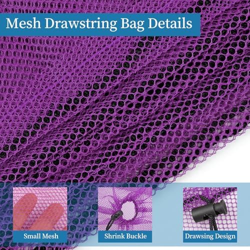 6 Pack Mesh Drawstring Bags with Lock, 14x17 for Gym, Beach, Laundry - Image 3