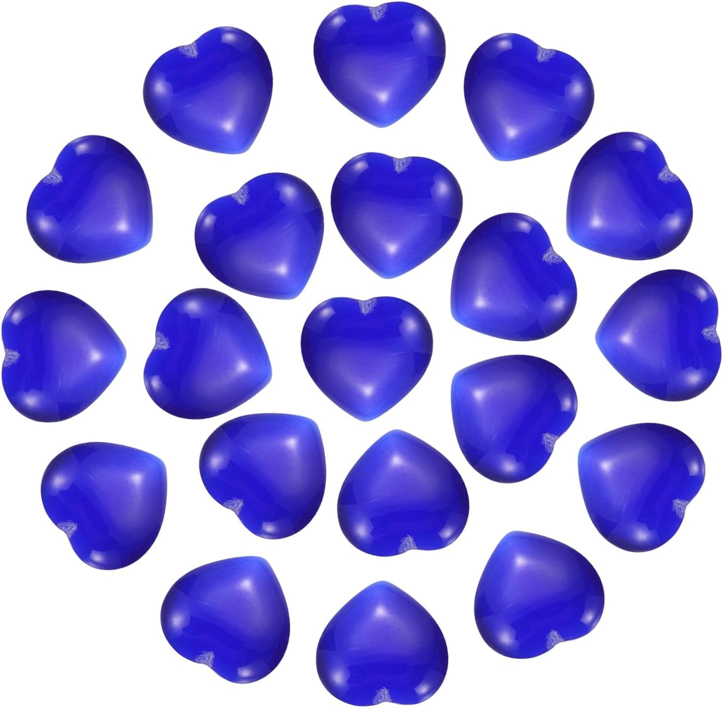 PATIKIL 20 Pcs Natural Heart Shaped Crystal Stone, 0.6 Inch Mini Polished Love Gemstone Crystal, Pocket Rock Engraved Worry Stones for Women Gifts Meditation, Dark Blue Cats Eye
