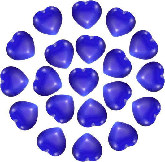 PATIKIL 20 Pcs Natural Heart Shaped Crystal Stone, 0.6 Inch Mini Polished Love Gemstone Crystal, Pocket Rock Engraved Worry Stones for Women Gifts Meditation, Dark Blue Cats Eye