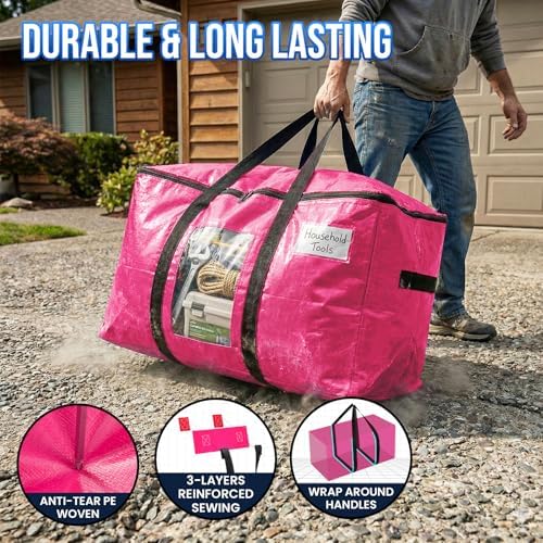 TAILI 2 Pack Pink Extra Large Moving Bags,Storage Bags with Visible Window - Image 3