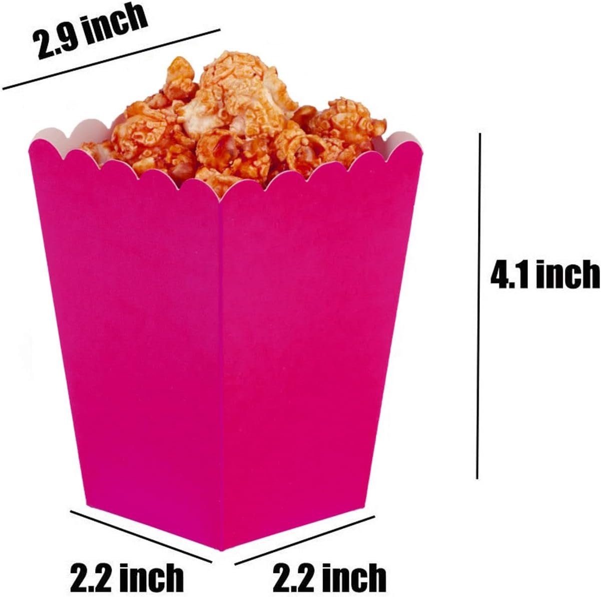 Hot Pink Popcorn Boxes Mini Paper Popcorn Box Cardboard Popcorn Container for Party, Pack of 24