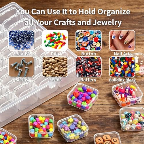 Bead Organizer Box, 61pcs Clear Plastic Storage Containers Set, Large Capacity Small Bead Organizers and Storage Cases with Labels, for Jewelry, Crafts, Diamonds Storage - Image 7