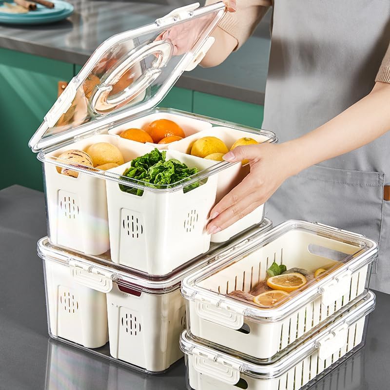 Fruit Storage Containers for Fridge with Lid and Handle, Veggie Tray Bins - Image 5