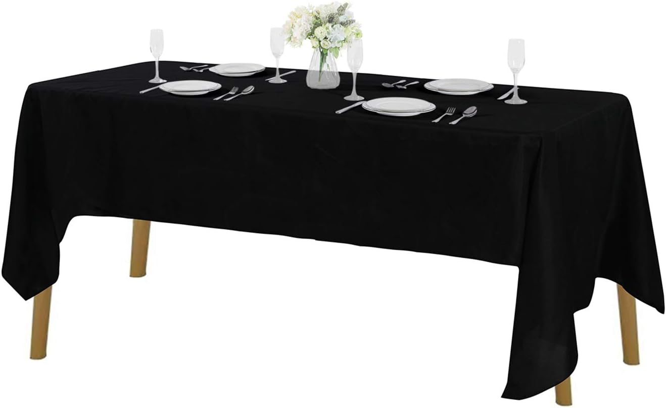 Rectangle Tablecloth 60x102 inch Washable Polyester Fabric Table Cloth for Wedding Party Dining Banquet Decoration（6 Pack 60x102, Black）