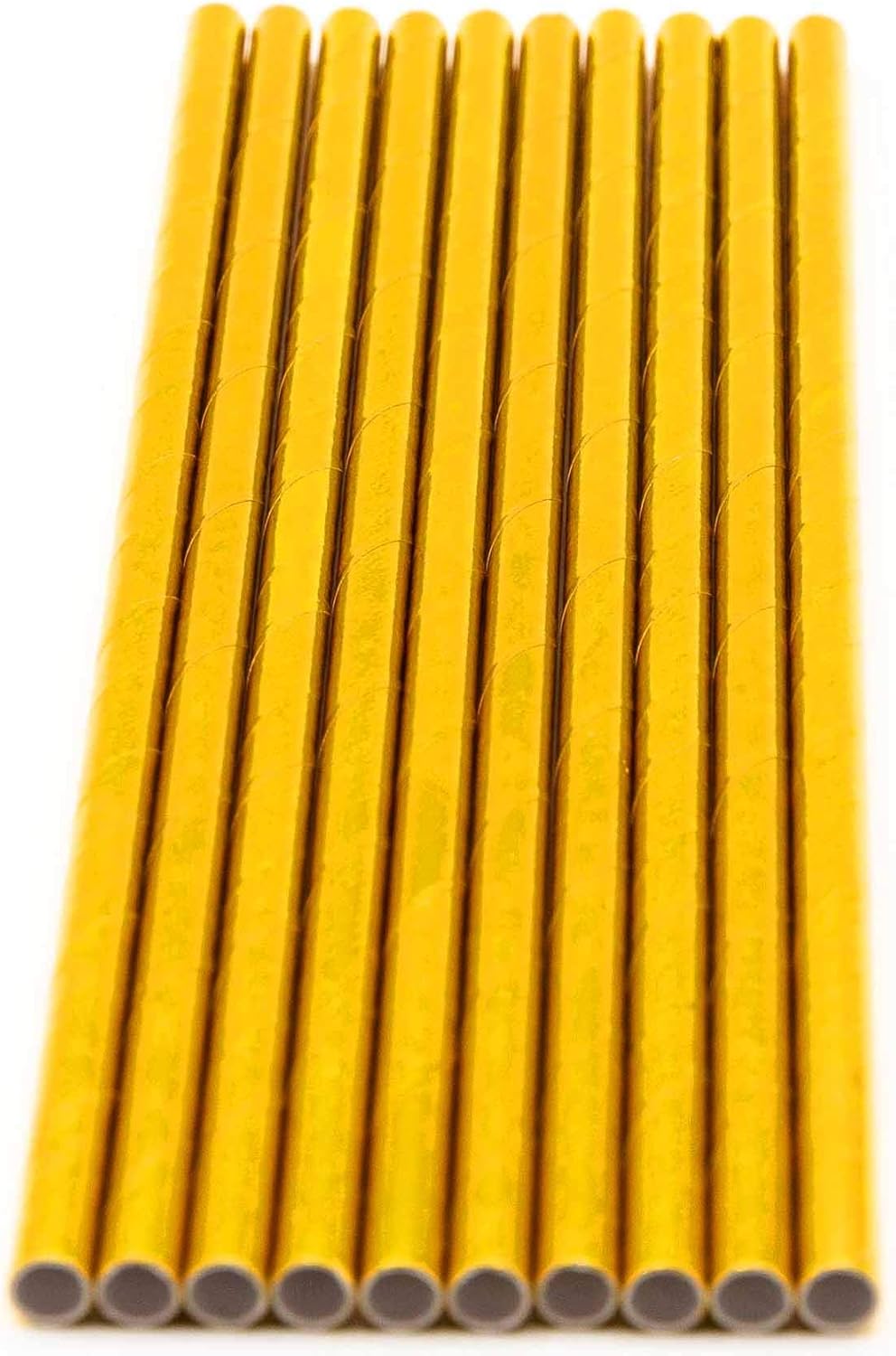 Pack of 300 Gold Foil Biodegradable 4-Ply Paper Drinking Straws (Compostable, Non-toxic, BPA-free)