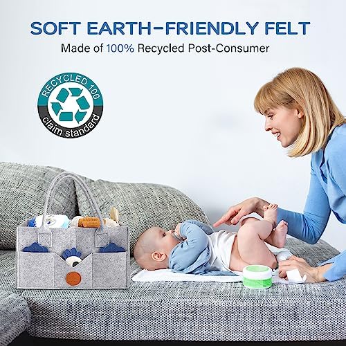 Maliton Felt Diaper Caddy Organizer for Changing Table - Large, Grey - Image 3