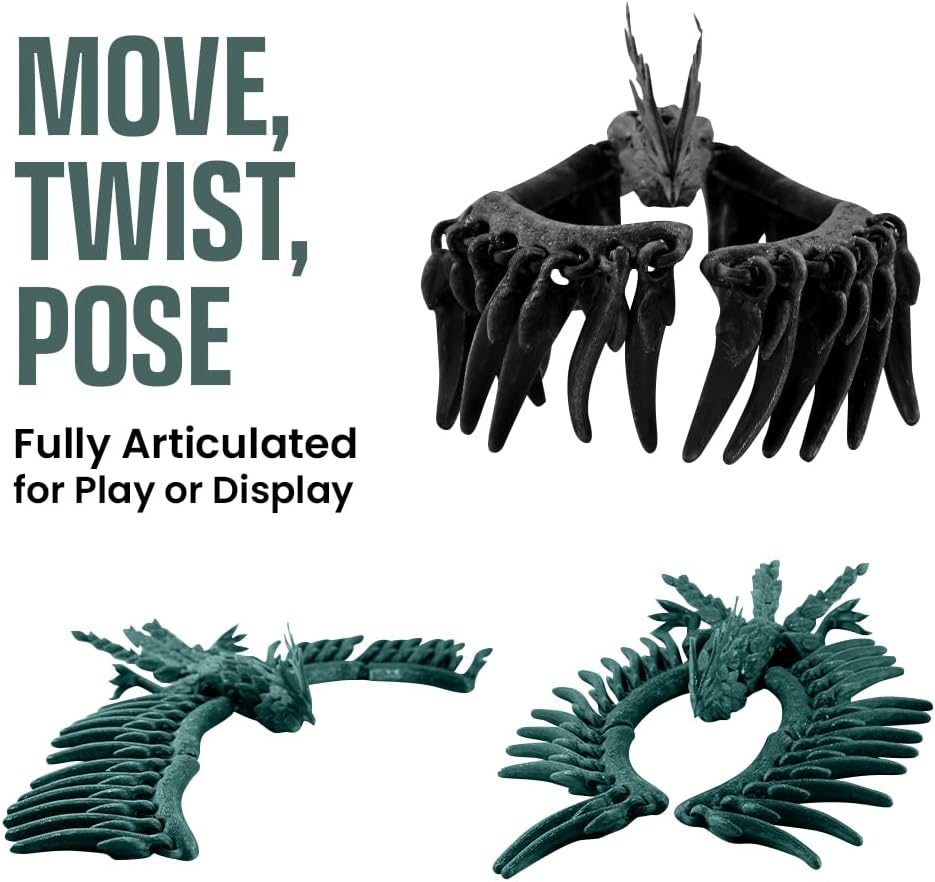 TwistedForge Articulated Forest Phoenix Figurines – 2‑Pack Mythical Creatures Made in USA from Recycled PETG – Poseable Collectible Fantasy Bird Models & Fidget Display Toys for Enthusiasts