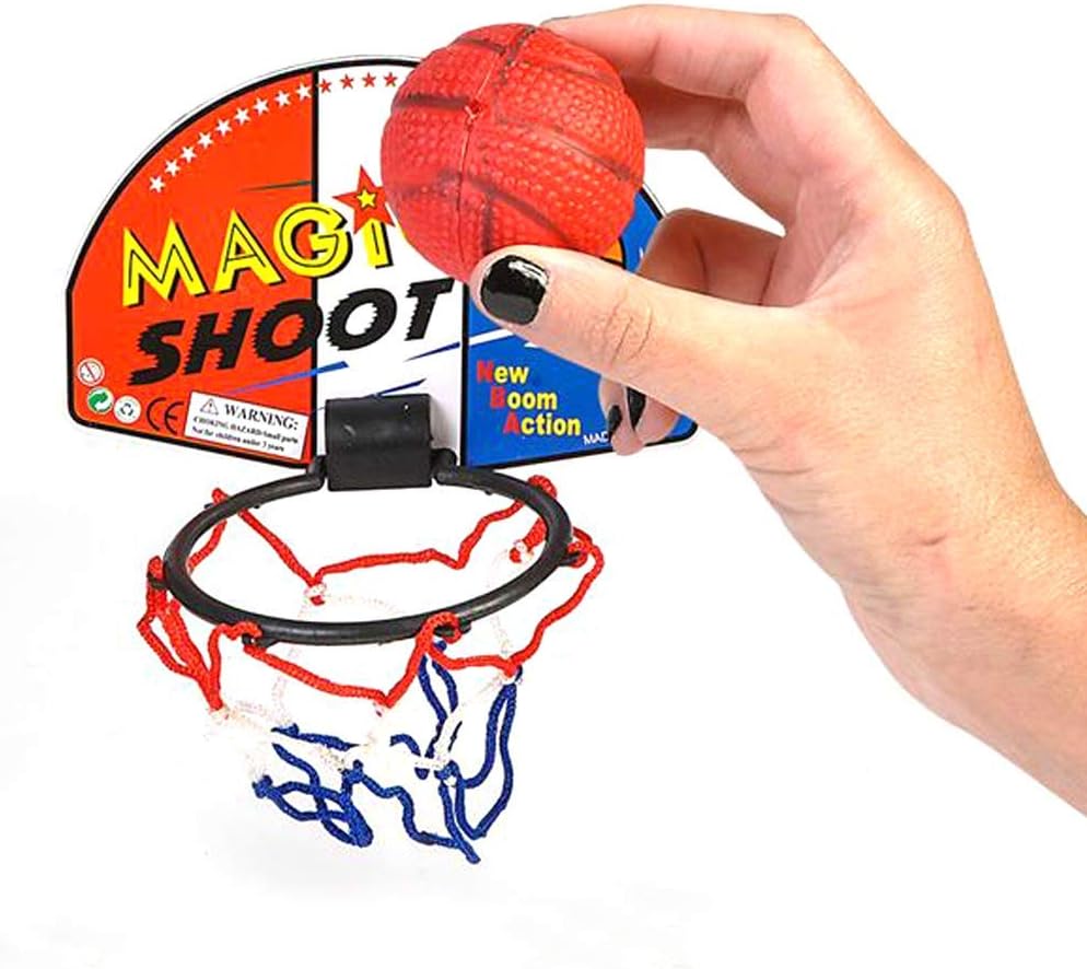 ArtCreativity Mini Basketball Game (12 Sets) Each Set Includes 1 Mini Ball, 1 Back Board Net, & Mounting Tape, Indoor Basketball Hoop for Kids, Basketball Party Favors, Best Gift for Boys and Girls