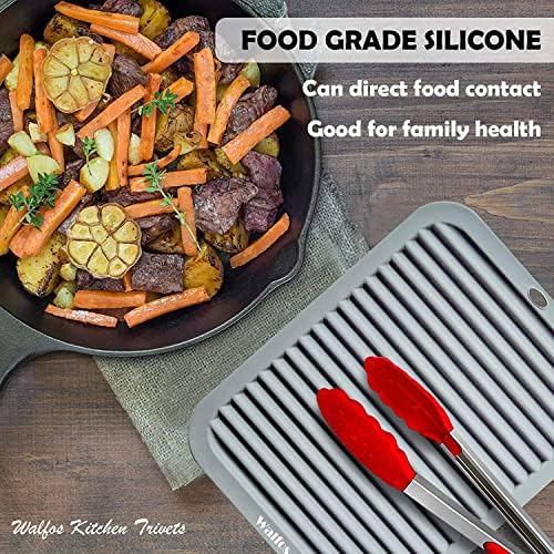 Walfos Silicone Trivets for Hot Pots and Pans - Heat Resistant Hot Pads for Kitchen Counter- 4 Pcs Multi-Purpose & Versatile Trivet Mat - Long-Lasting & Flexible Silicone Hot Pad（Gray） - Image 6