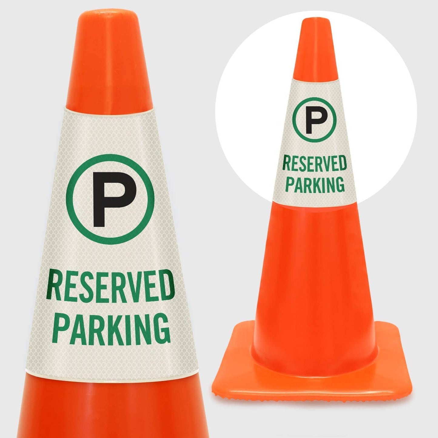 SmartSign 6-Pack 'Reserved Parking' Reflective Cone Message Sleeve Collar with Symbol, 360-Degree Visibility, Vinyl Signs for Traffic Safety Cones, 3-Side Print [Cone Not Included]