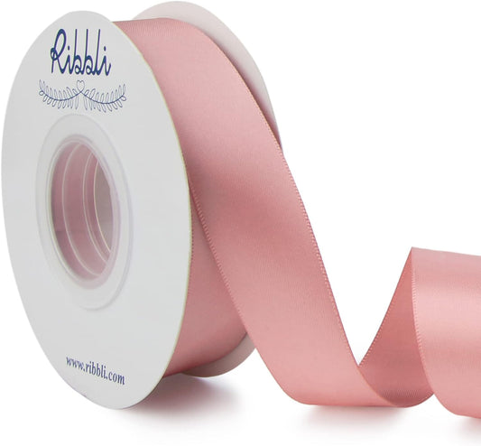 Ribbli Rose Gold Double Faced Satin Ribbon,1” x Continuous 25 Yards,Use for Craft Bows Bouquet, Gift Wrapping, Wedding Decoration, Floral Arrangement
