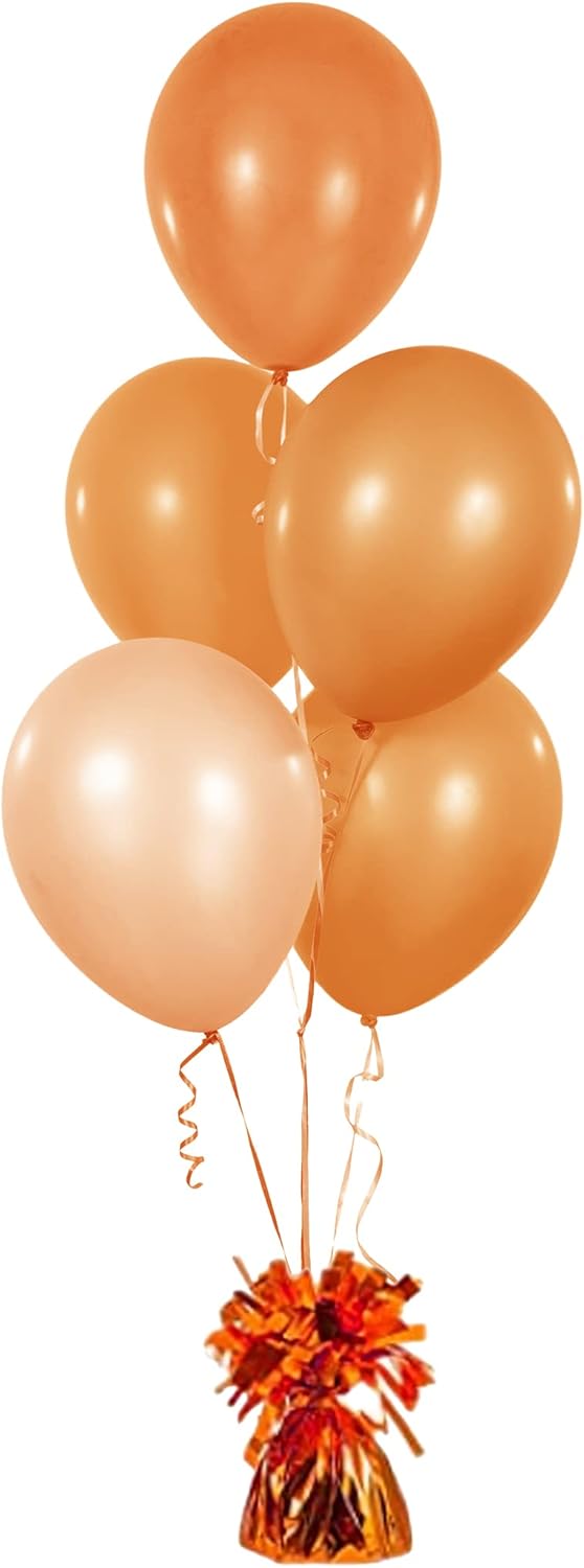 Metallic Balloon Weights, Birthday Party Favors, Novelty and Gag Gifts, 5.5" Inches, 12-Pack (Orange)
