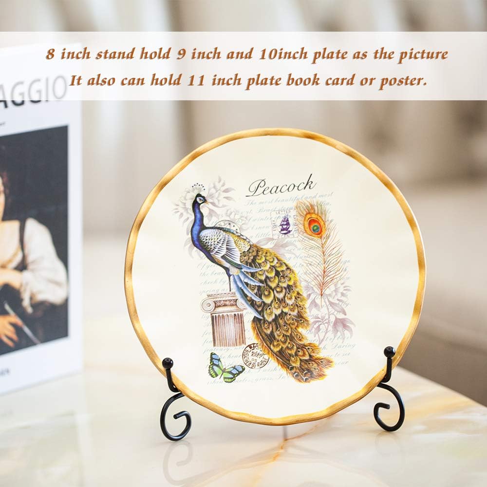 (2 pack)Iron Display Stand, Black Iron Easel Plate Display Photo Holder Stand, Displays Picture Frames, Cookbooks, Decorative Plates, Tablets and Art 8 Inch