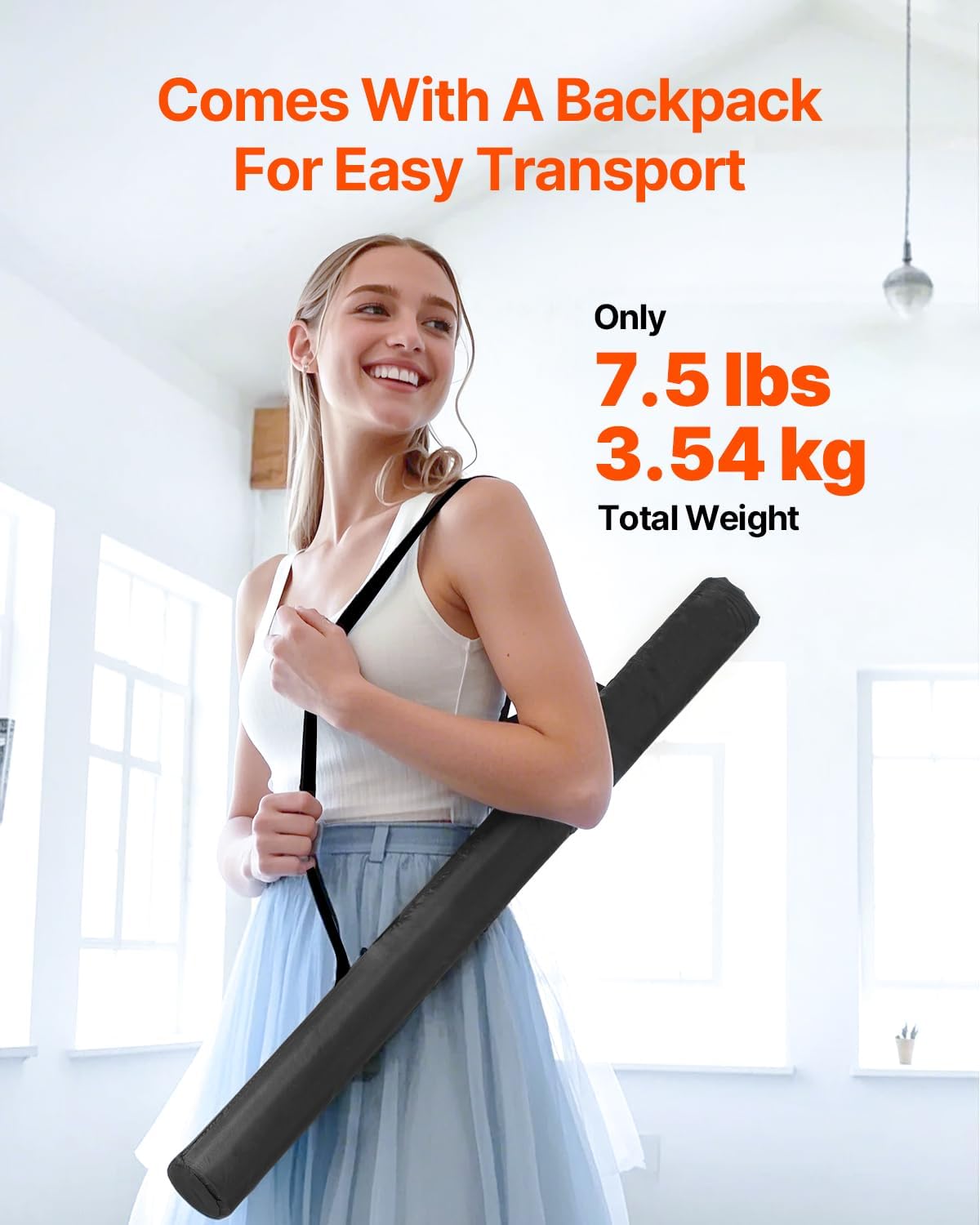 VEVOR Dance Floor, 6.6' x 3' Portable Yoga Mat with Organizer Bag, 1.5 mm Thick Workout Mats, Non-Slip Floor Mats for Practicing at Home, Studios, Stage