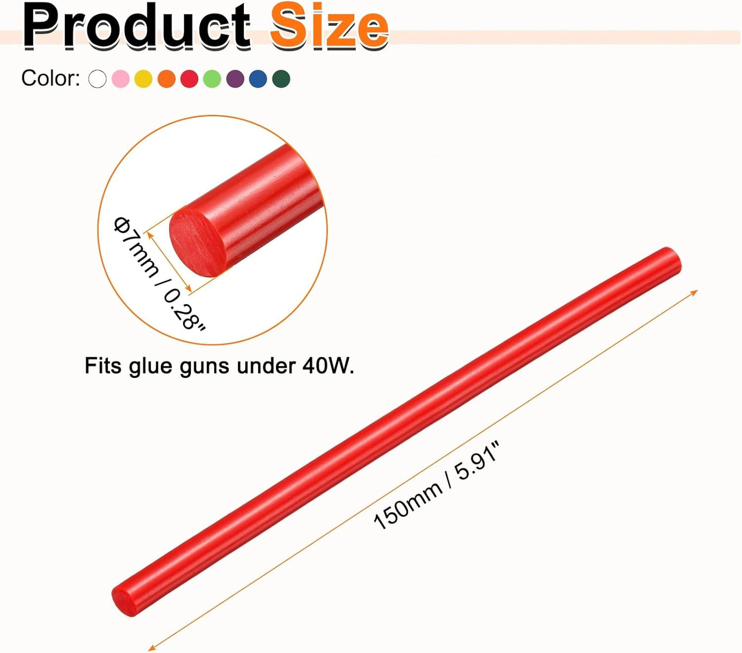 HARFINGTON 10pcs Hot Glue Sticks 0.28" Dia x 5.91" Long EVA Mini Hot Melt Adhesive Glue Stick for Hot Melt Gun Wood Plastic Glass Flowers Fabrics Foam, Multicolor