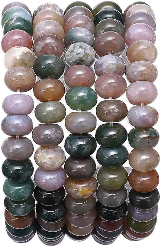 Natural India Agate Stone Rondelle 5x8mm Loose Semi Gemstone Beads for Jewelry Making 38cm