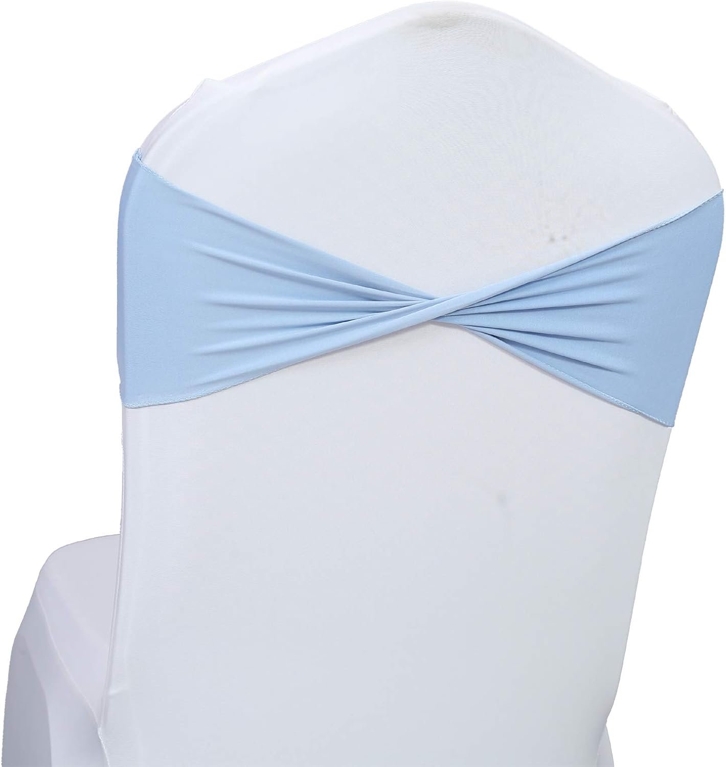 VDS Pack of 100 PCS | Baby Blue | Spandex Chair Sashes Bows Without Buckle | Stretch Elastic Banquet Universal Folding Chair Band Tie with for Wedding Party Conference Celebration Event Decoration