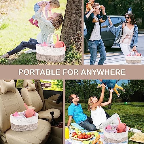 X-Large Baby Diaper Caddy Organizer, Cotton Rope Nursery Storage Basket - Image 6